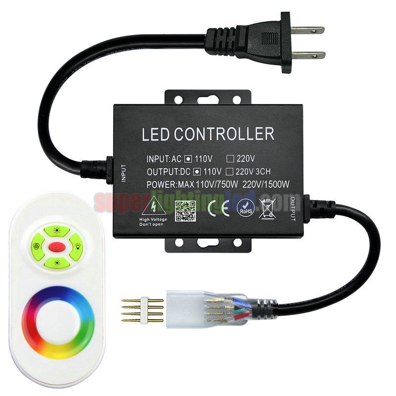 AC110-220V, 5-Keys Touch LED RF Controller For Waterproof High-pressure 2835SMD LED RGB Light Strips